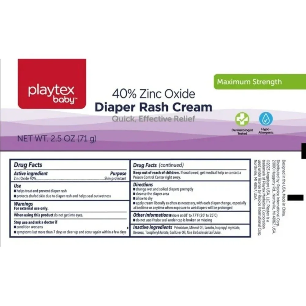 Playtex Baby 40% Zinc Oxide Diaper Rash Cream --4PACK!
